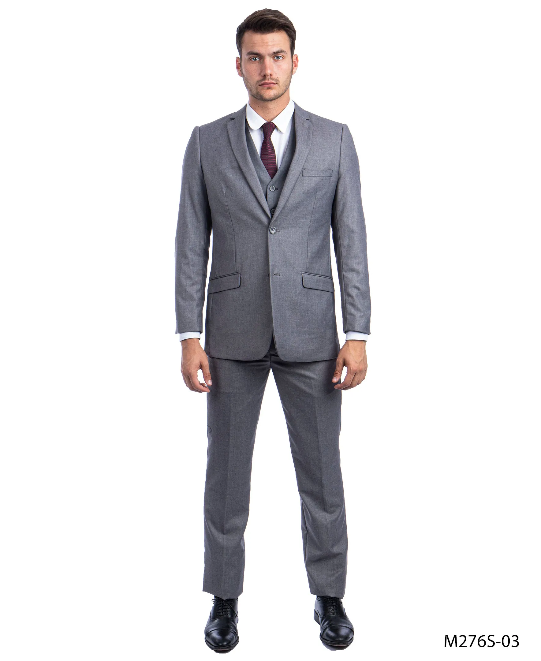 Azzuro Mid Gray Suits 2 PC Slim Fit