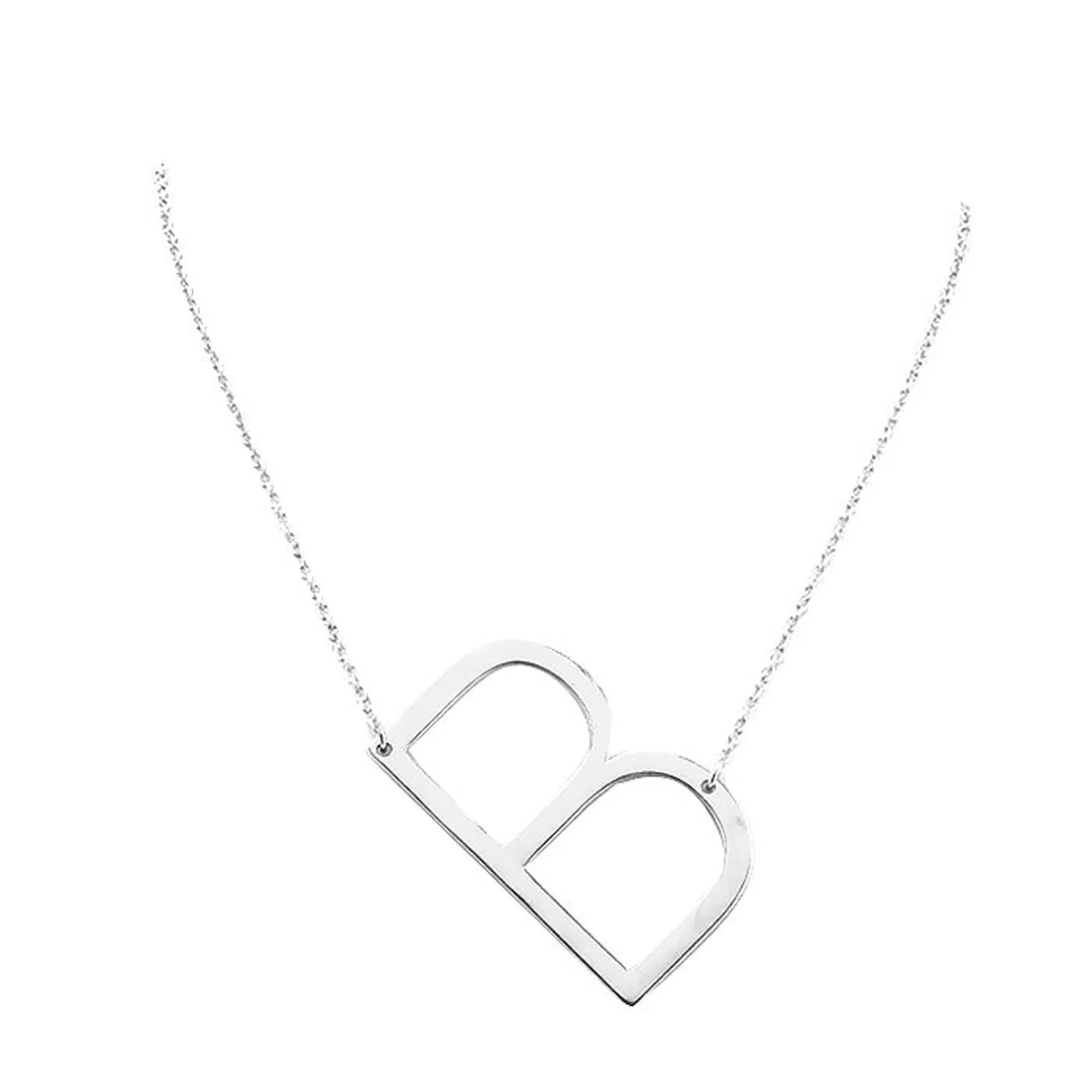 B Monogram Metal Pendant Necklace