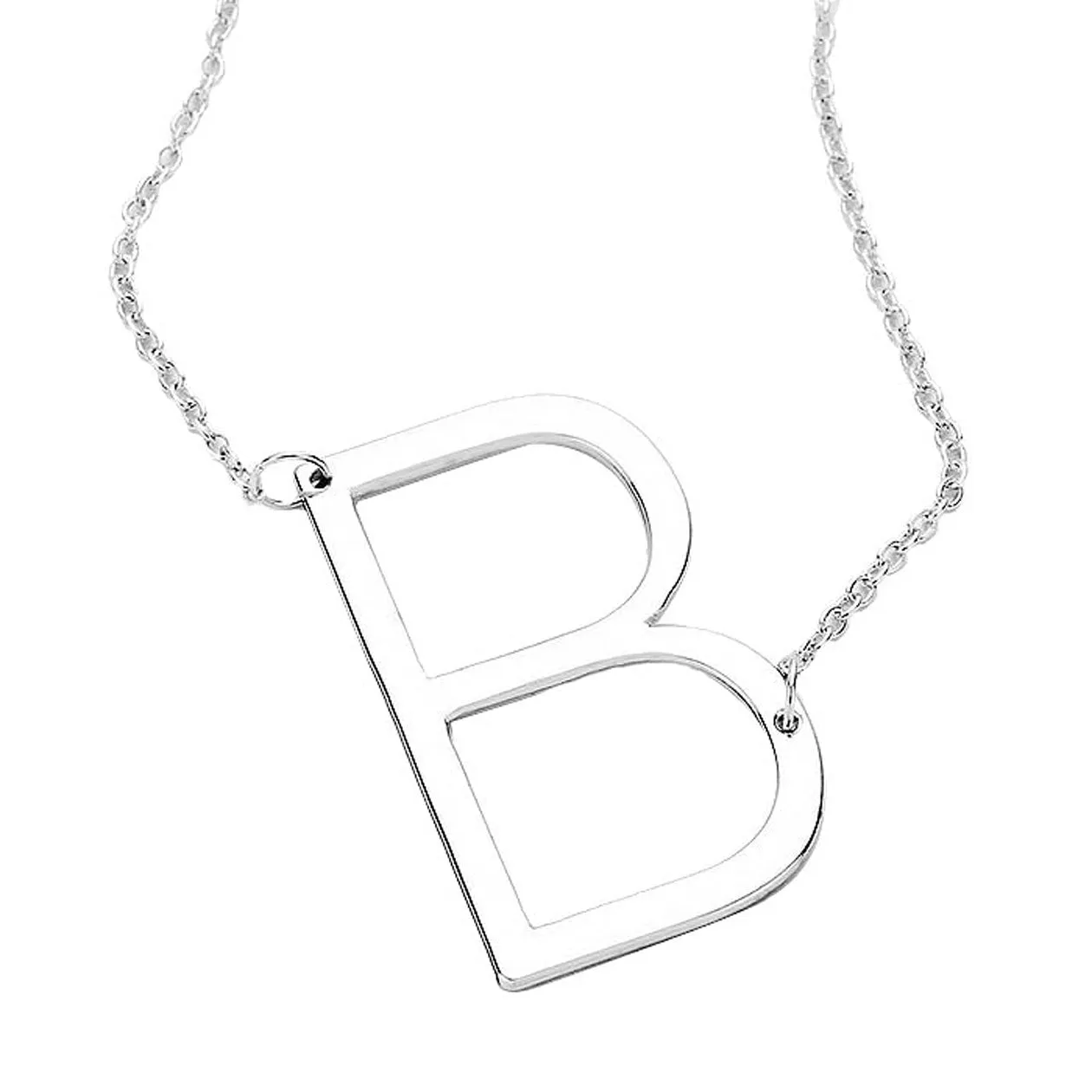 B Monogram Metal Pendant Necklace