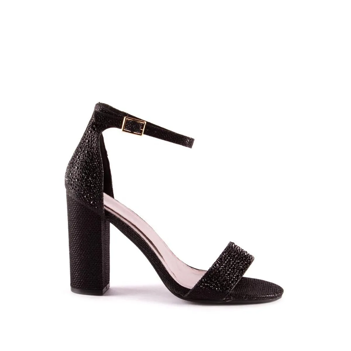 Bethanie Block Heel Ankle Strap Glitter Sandal