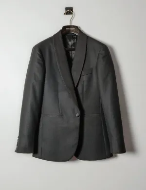 BKT50 Shawl Collar Dinner Jacket in Wool Hopsack - Black with Grosgrain Lapel