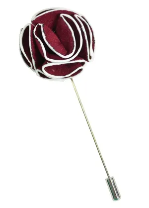 Burgundy and White Lapel Flower