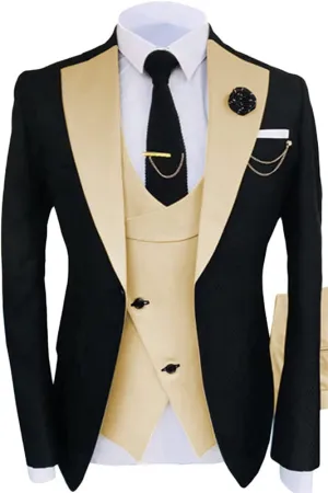 Champagne Shawl Lapel Three Pieces Prom Slim Fit Custom Made Tuxedo