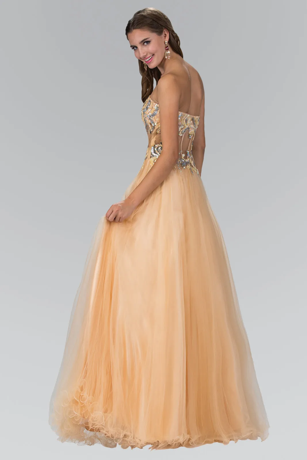 Elizabeth K - Strapless Embellished Long Gown GL1045