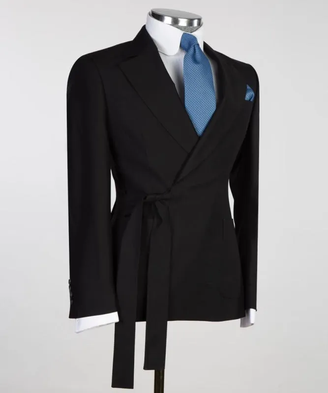 Formal Black Notched Lapel Two Pieces Prom Suits