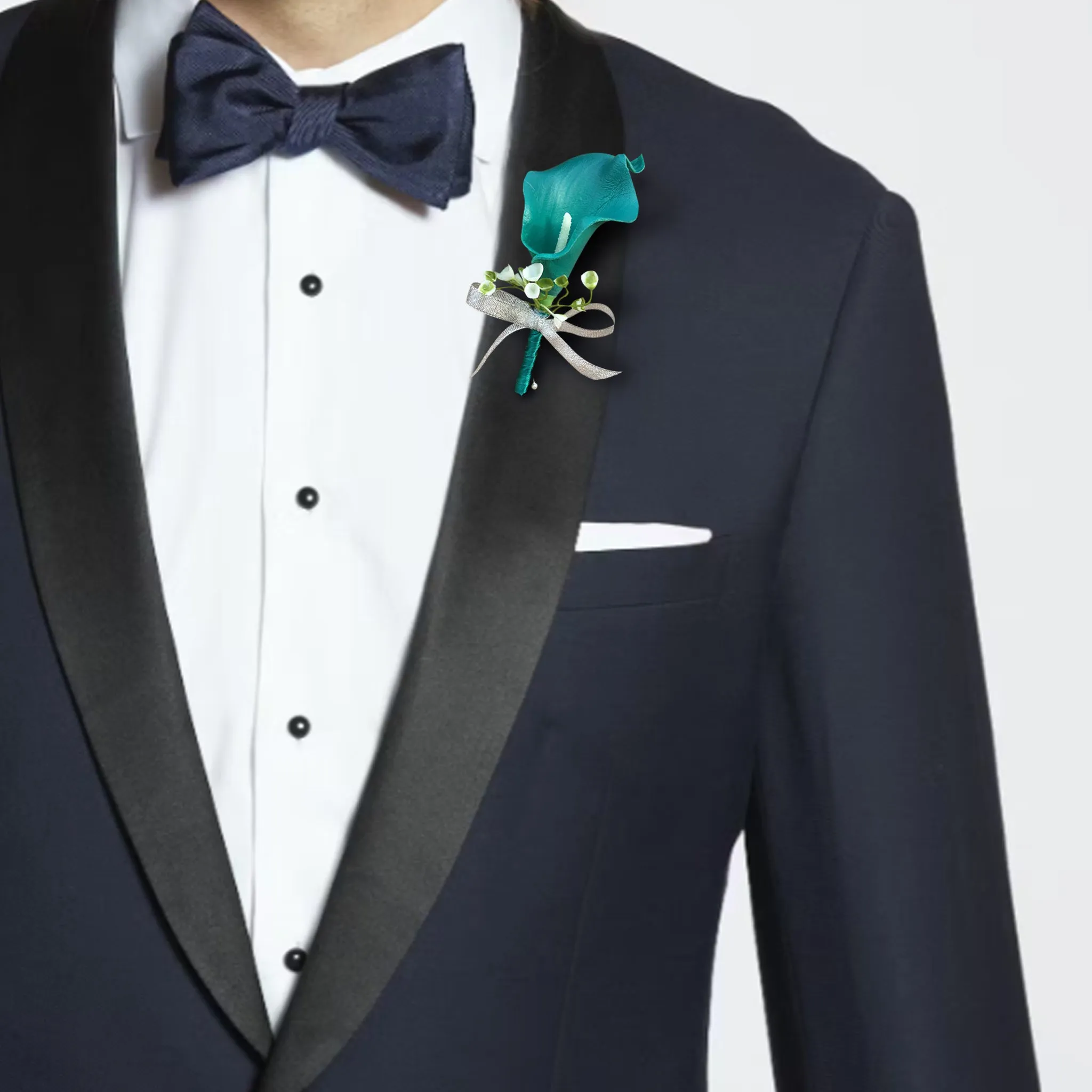 Oasis Teal Calla Lily Boutonniere Groom Bestman