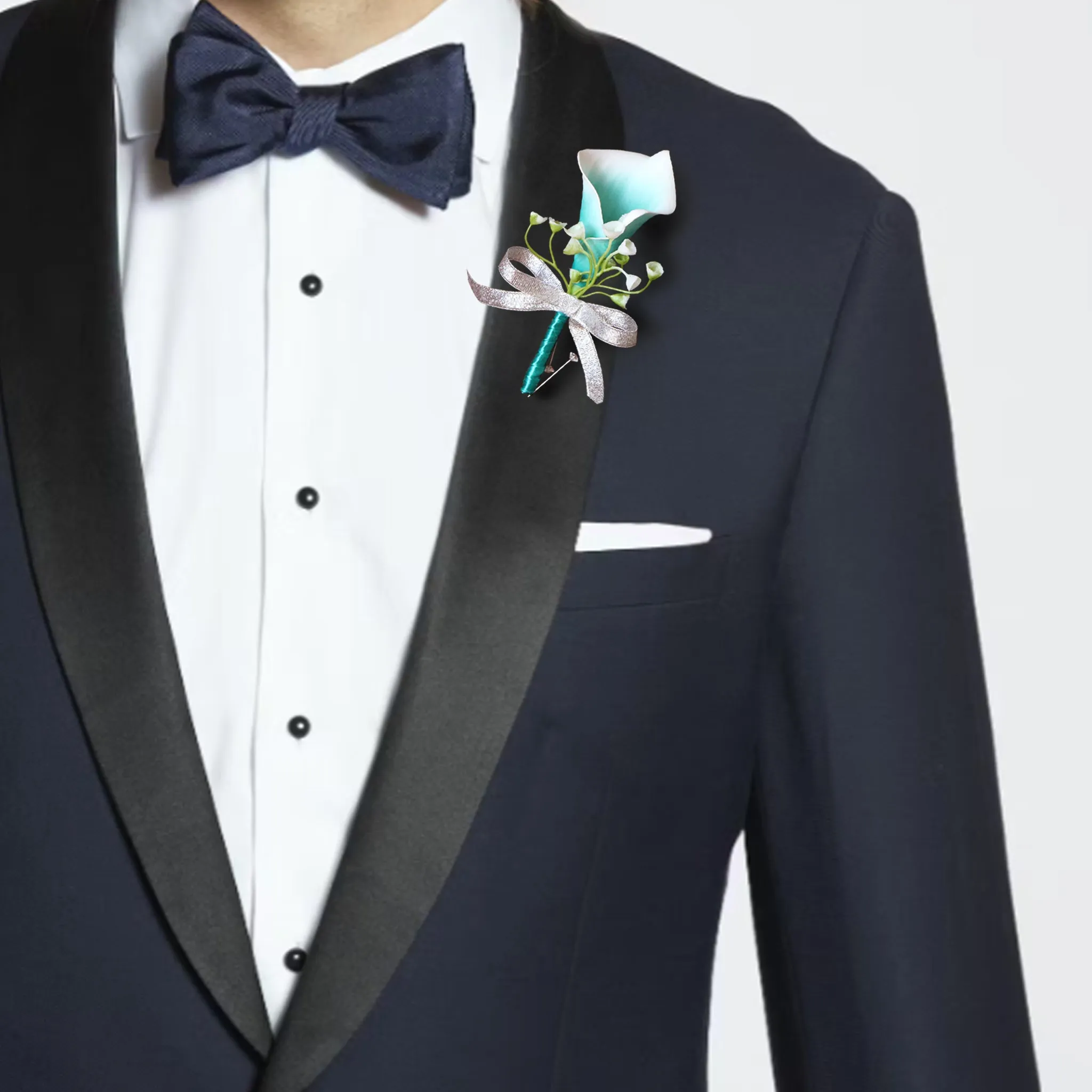 Oasis Teal Calla Lily Boutonniere Groom Bestman