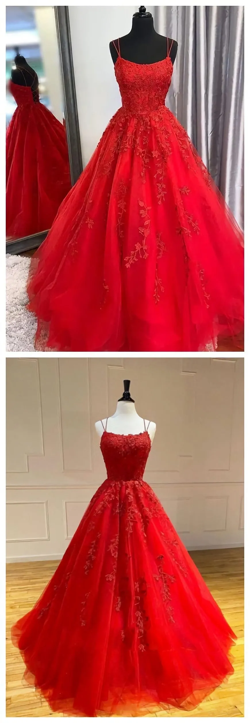 Red Long Prom Dresses Lace Prom Dresses Chic Prom Gowns