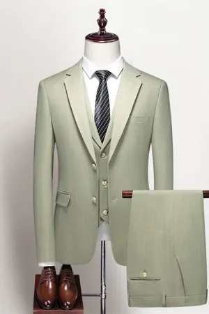 Sage Green Three Pieces Notched Lapel Men Prom Suits