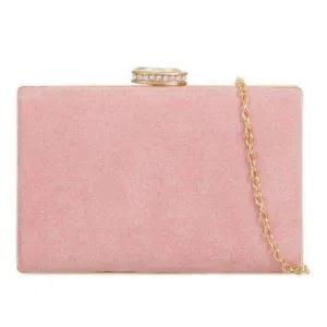 Suede Box Clutch Bags Blush