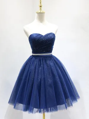 Sweetheart Neck Short Blue Prom Dresses Short Blue Formal Homecoming Graduation Dresses