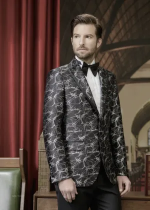 Tuxedo Black and Silver Jacquard Jacket  /  Style Number J39139/200