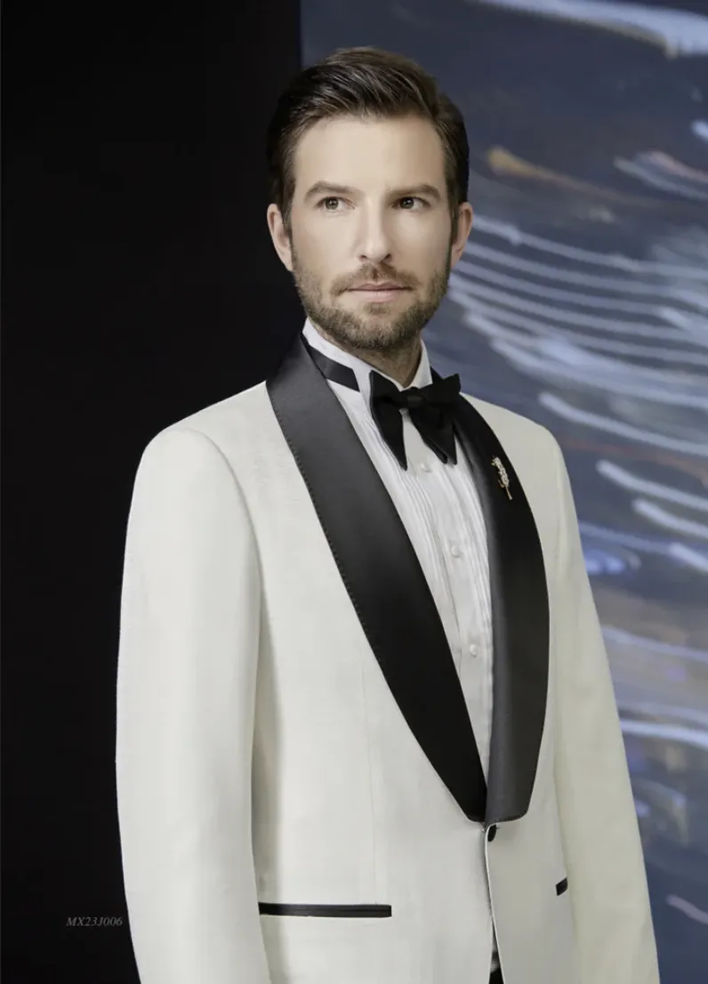 Tuxedo Ivory & Black Textured Jacket Style Number J39110/200