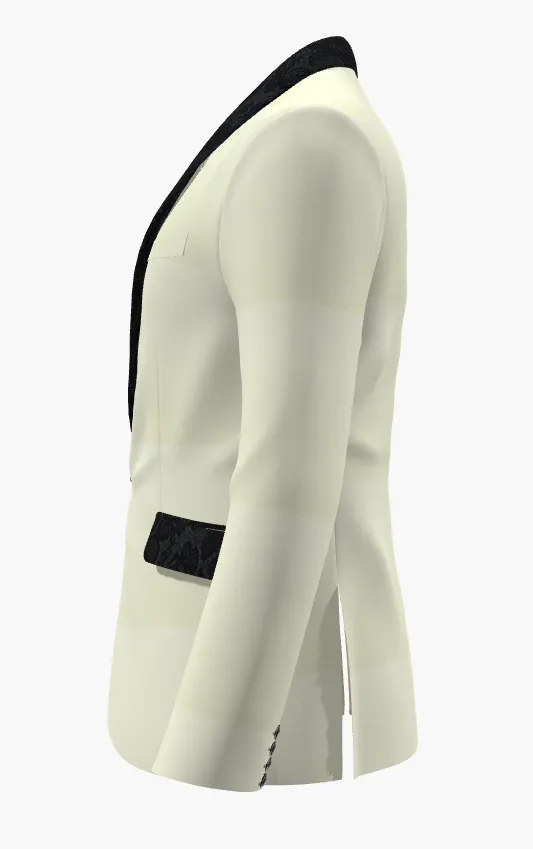 Tuxedo Plain Ivory plus Black Contrast Jacquard Lapels (Evening Wear Ceremony Book) VBC 227708