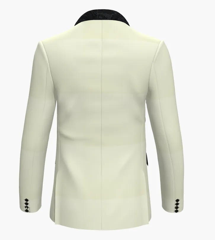 Tuxedo Plain Ivory plus Black Contrast Jacquard Lapels (Evening Wear Ceremony Book) VBC 227708