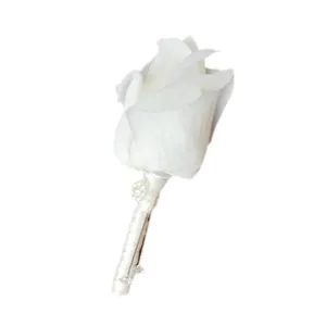 White Rose Bud Boutonniere for Groom