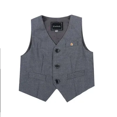 Wiaofellas  -  Latest Formal Classic Grey Boys Suits Vest Summer Autumn Children Grey Prom Wedding Sleeveless Jacket Kids Dinner Tuxedo Tops